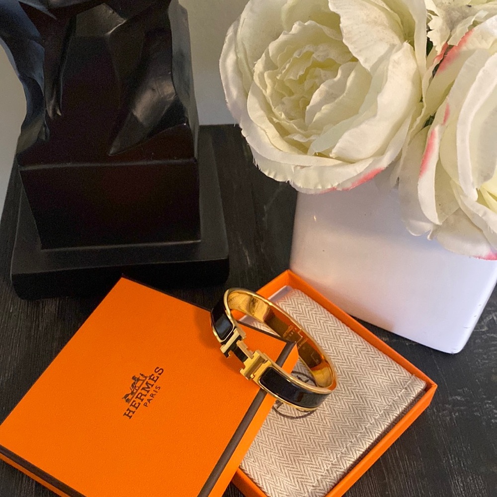 Hermes Clic Clac H Gold Plated Enamel Bracelet